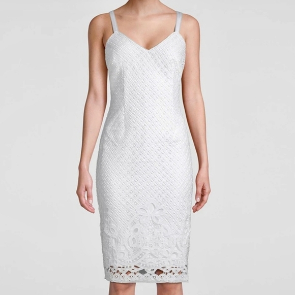 White House Black Market Dresses & Skirts - White House Black Market White Lace Midi Dress